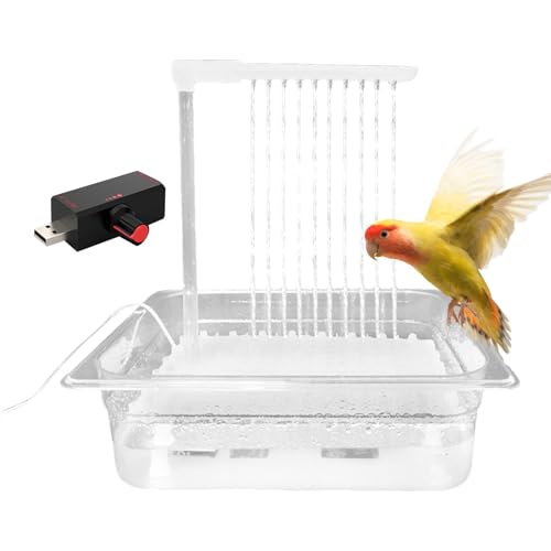 Motorisierte Vogeltränke, USB-betriebene Badewanne, automatische Vogeltränke, motorisierte Papageien-Vogeltränke für den Innenbereich, USB-betriebene automatische Badewanne mit einstellbarem von Foeirp