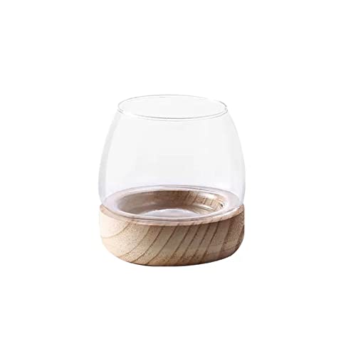 Fofetbfo Glas-Hydrokultur-Pflanzenterrarium Einzigartige Fischschale Aquarium mit Holzsockel Klarglas Aquarium Fischschale Vase für Pflanze und Betta-Fisch von Fofetbfo