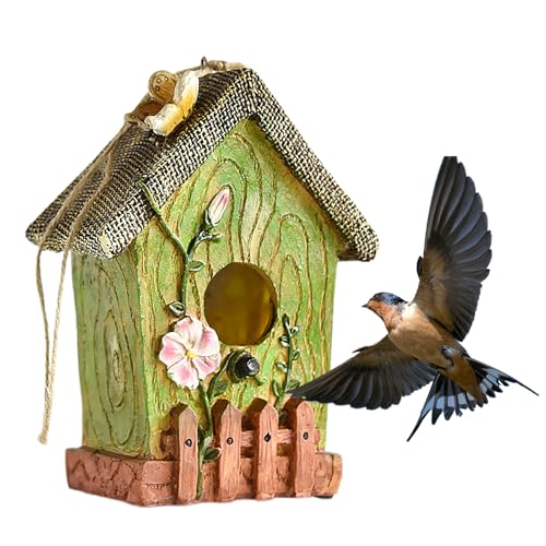 Garten-Vogelhaus für Draußen, Kolibri-Haus, Hängendes Vogelhaus, Kunstharz-Vogelhaus, Hängende Vogelhäuschen für Kolibri, Drossel, Schwalbe, Zaunkönig, Rotkehlchen (B) von Fofetbfo