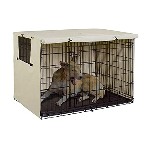 Hundekäfigabdeckung, 31,1 X 20,9 X 20,0 Zoll Hundekäfigabdeckung, wasserdichte Haustierhütte-Sonnenschutzabdeckung für Haustiere Im Freien, Schwarz(Beige) von Fofetbfo