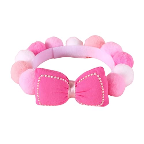 Fogcroll Weiches Haustierhalsband, bunt, langlebig, mit modischen Fellknäuelschleifen, Katzenhalsband, Elegante Hundehalskette Rosa L von Fogcroll