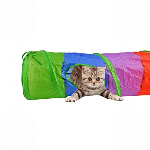 Tunnel für Katzen Faltbare 2 Löcher Katzentunnel mit Ball Kätzchen Spielzeug Bulk Spielzeug Haustier Zubehör lustige Haustier Tunnel Katze Spielen Multicolor interaktives Spielzeug von FoggDanieler