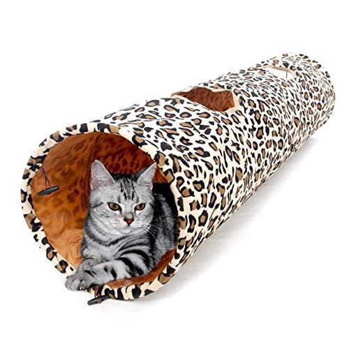 Tunnel für Katzen Katzentunnel Leopardenmuster Crinkly 3 Wege Pet Tunnel Kätzchen Spielen Spielzeug Faltbare Kaninchen Spielzeug Katzenspielzeug Produkte Für Spaß @ B von FoggDanieler