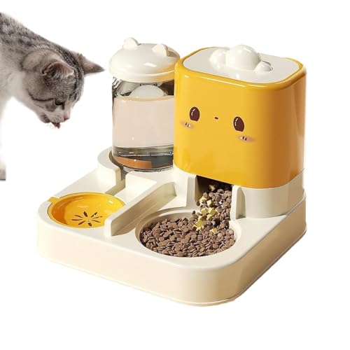 Fogukier Automatischer Katzen-Futterspender für Haustiere, Wasser- und Futternapf, auslaufsicherer Katzen-Futterspender und Bewässerung, großer Spender für kleine und mittelgroße Haustiere von Fogukier