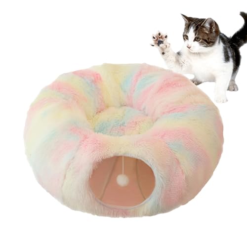 Fogukier Katzenbetten für Wohnungskatzen, Faltbare Katzenhöhlen, Donut Katzenbetten Plüsch Katzenhöhle, Waschbare Katzencouch, warm, abnehmbar, Haustierbedarf, Haustiere für große Katzen, Welpen von Fogukier