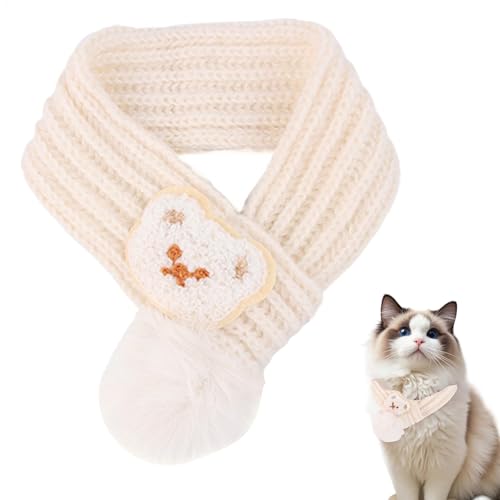 Fogukier Katzenschal für Haustiere, gestrickter Weihnachtsschal für Hunde, warm, verstellbar, niedliches Haustierkostüm, mehrfarbig, Halswärmer, Winterhalsband für Haustiere von Fogukier