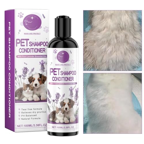 Hundeshampoo und Spülung, Haustier-Lavendel-Shampoo, empfindliche Haut, desodorierend, Heimtierbedarf, Flauschiges und glattes Haar, Duft-Duschgel, sanfte Reinigung für Haustiere von Fogukier