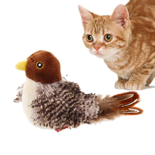 Zwitschernder Vogel, Katzenspielzeug, interaktives Katzenspielzeug, Tiergeräusch, Vogelsimulation, zwitschernder Vogel, Melodie, Verfolger, Vogelspielzeug, Plüschspielzeug für Hunde und Katzen von Fogukier