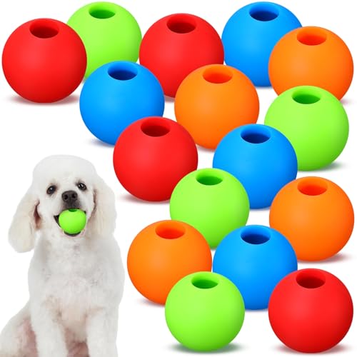 Foilswirl Gummi-Bälle zum Apportieren von Hunden, 6,3 cm, bunt, für kleine und mittelgroße Hunde, aggressives Kauen, für drinnen und draußen, Langeweile, Unterhaltungsspielzeug, 4 Farben, 16 Stück von Foilswirl