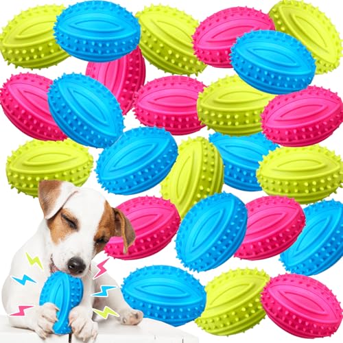 Foilswirl Quietschbälle für Hunde, Gummi, 6,9 cm, interaktiver Kauball für mittelgroße und kleine Hunde, 3 Farben (einfacher Stil), 24 Stück von Foilswirl