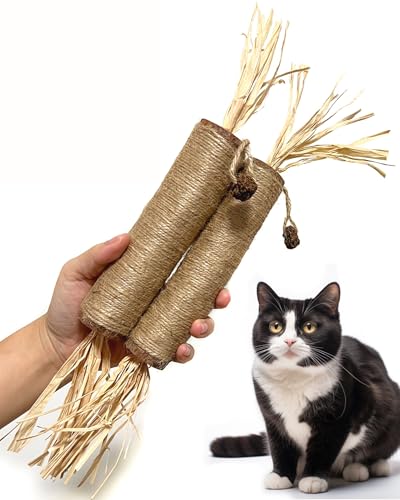 Fokauiwo - Katzenspielzeug mit silbernen Weinrebenstäbchen, 38 cm, großes Kauspielzeug aus natürlicher Katzenminze zur Zahnreinigung Fokauiwo - Katzenspielzeug mit silbernen Weinrebenstäbchen, 38 cm, großes Kauspielzeug aus natürlicher Katzenminze zur Zahnreinigung von Fokauiwo