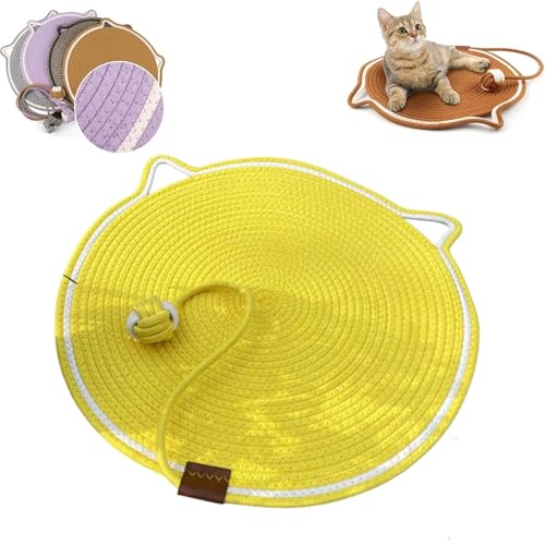 Celery Pets Doppel-Kratzunterlage, Kratzunterlage für Hauskatzen, Katzenkratzmatte aus natürlichem Baumwollseil, Katzenmöbelschutz für Wand, Couch, Teppiche (42cm,Yellow) von Fokayo