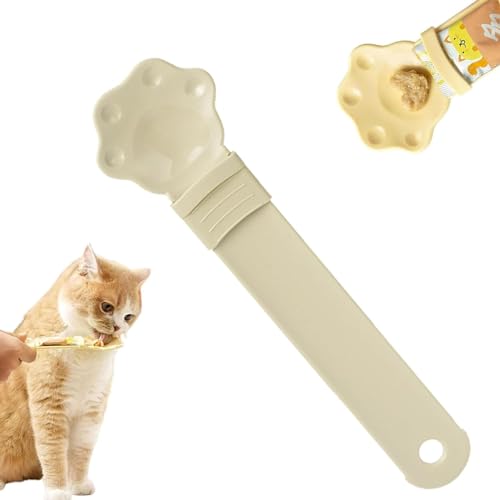 Fokayo Happy Spoon Katzen-Leckerli-Futterspender, Cat Strip Happy Spoon, Cat Wet Treat Squeeze Treat-Löffel, Katzen-Leckerli-Spenderlöffel, Happy Spoon für Katzen mit Loch zum Aufhängen (Kaffee) von Fokayo