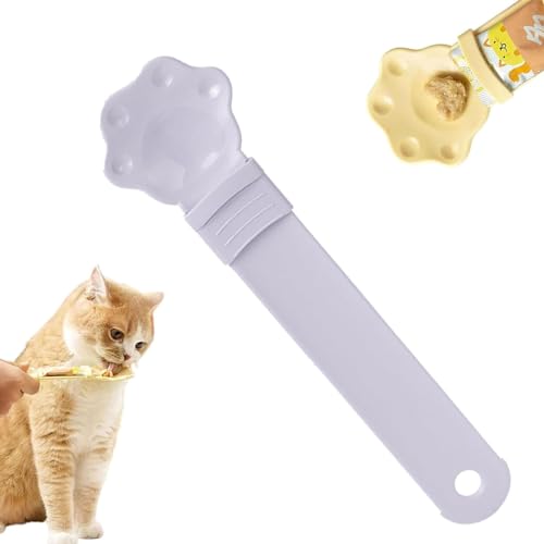 Fokayo Happy Spoon Katzen-Leckerli-Futterspender, Cat Strip Happy Spoon, Cat Wet Treat Squeeze Treat-Löffel, Katzen-Leckerli-Spenderlöffel, Happy Spoon für Katzen mit Loch zum Aufhängen (Lila) von Fokayo