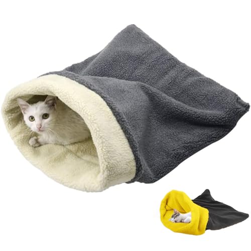 Fokayo Katzenbett-Höhlenschlafsack, Katzen-Winterschlafsack, Katzenschlafsack, Haustiermatte, wärmender Polstersack für Katzen und kleine Hunde, gemütliches, weiches, bequemes Bett (White) von Fokayo