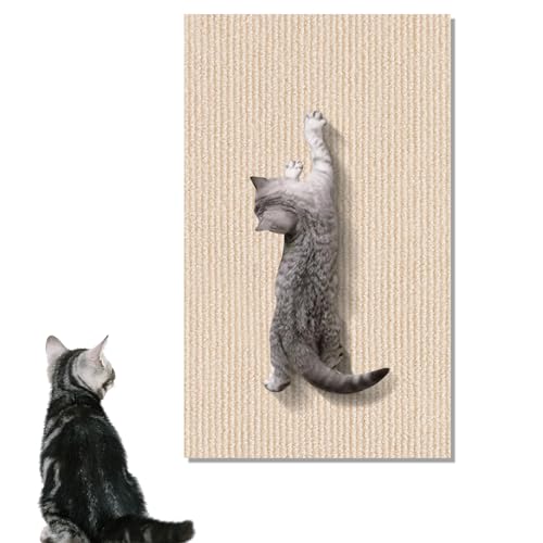 Katze Kratzmatte Selbstklebend, Verstellbarer DIY-Katzenkratzteppich, trimmbarer Selbstklebender Katzen-Couch-Schutz, Verwendung für Katzenwandmöbel und Kratzbäume (Beige, 60×100cm) von Fokecci