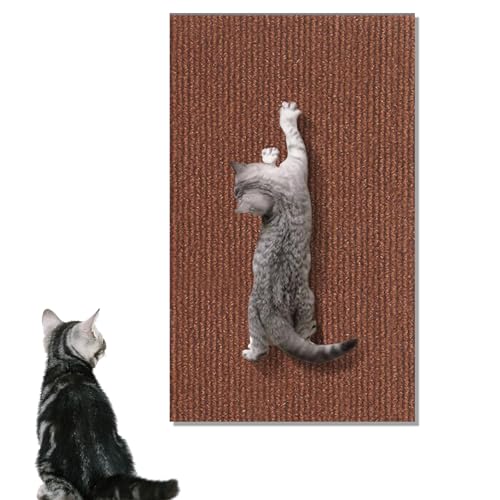 Katze Kratzmatte Selbstklebend, Verstellbarer DIY-Katzenkratzteppich, trimmbarer Selbstklebender Katzen-Couch-Schutz, Verwendung für Katzenwandmöbel und Kratzbäume (Braun, 60×100cm) von Fokecci