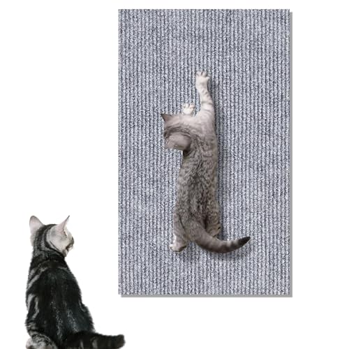 Katze Kratzmatte Selbstklebend, Verstellbarer DIY-Katzenkratzteppich, trimmbarer Selbstklebender Katzen-Couch-Schutz, Verwendung für Katzenwandmöbel und Kratzbäume (Grau, 60×100cm) von Fokecci