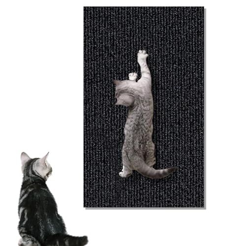 Katze Kratzmatte Selbstklebend, Verstellbarer DIY-Katzenkratzteppich, trimmbarer Selbstklebender Katzen-Couch-Schutz, Verwendung für Katzenwandmöbel und Kratzbäume (Schwarz, 60×100cm) von Fokecci