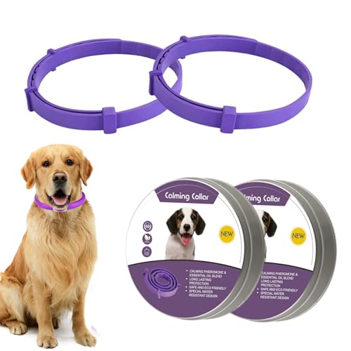 Fokroin 2 Pack Beruhigungshalsband für Hunde, Anti Stress Halsband Hund, Verstellbares Calming Collar for Dogs, Wasserdichtes Beruhigendes Pheromonen Halsband für Hunde Aller Größen von Fokroin