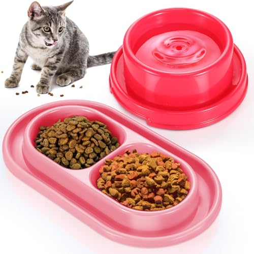 FoldTier 2-teiliges Hundenapf-Set, Katzenfutter und Wassernapf, Kunststoff, kein Verschütten, für den Außenbereich, Katzennäpfe, Kätzchen, Futternäpfe für Welpen, kleine, mittelgroße Hunde, Katzen von FoldTier