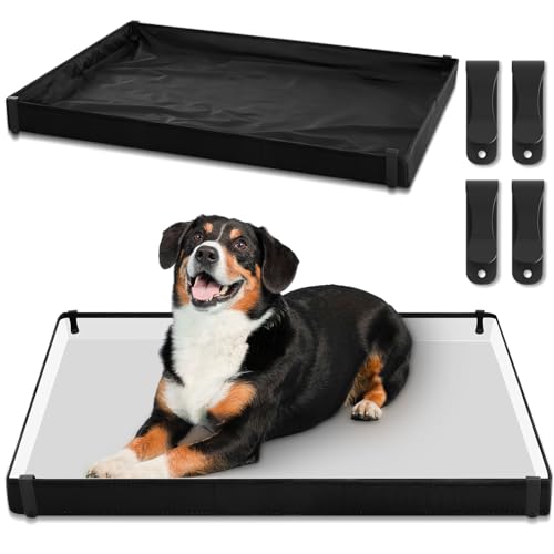 FoldTier Dog Pee Pad Holder Tray 33 x 23 Inch Extra Large Portable Puppy Pad Holder Foldable Potty Pads Tray for Dogs with 4 Fixing Clips Dog Training Pad Holder High Side Waterproof Easy to Clean von FoldTier