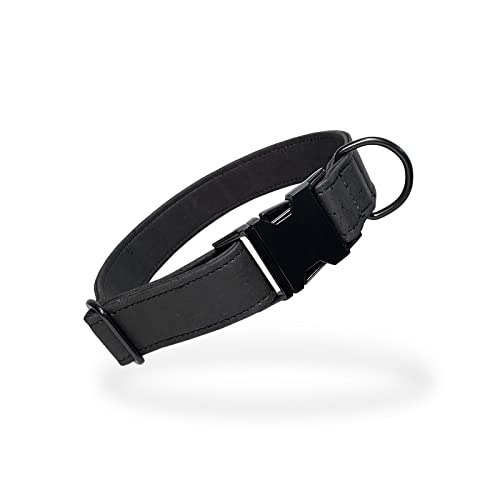 FollowPaw® Hundehalsband aus nachhaltigem Kork Leder für kleine, mittlere, große Hunde (L, AllBlack) von FollowPaw