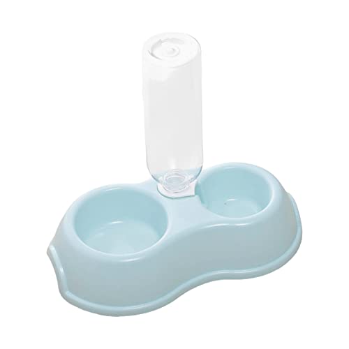 Folpus 2 in 1 Haustier Wasser Und Futternapf Set, Futterautomat, Automatische Wasserflasche, Haustier Futterstation, Doppelte Katzen Hunde Näpfe Zum Trinken, Blau von Folpus