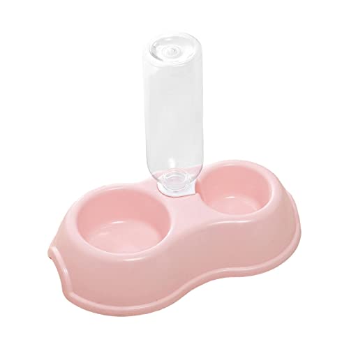 Folpus 2 in 1 Haustier Wasser Und Futternapf Set, Futterautomat, Automatische Wasserflasche, Haustier Futterstation, Doppelte Katzen Hunde Näpfe Zum Trinken, ROSA von Folpus