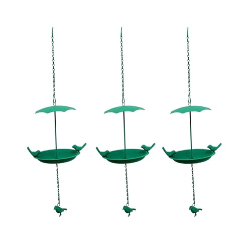 Folpus 3X Outdoor Hängen Vogel Feeder Vogel Lebensmittel Schüssel Garten Decor Eisen für Hinterhof Hof, GRÜN von Folpus