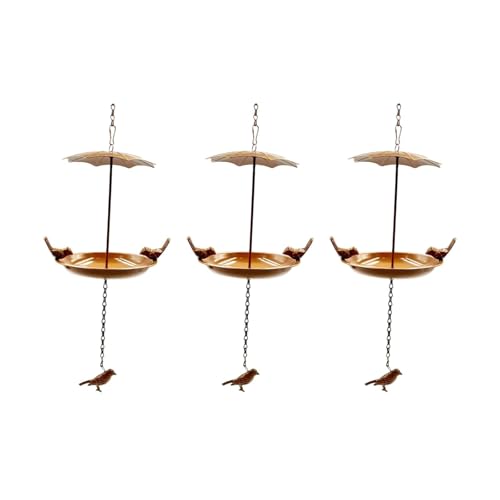 Folpus 3X Outdoor Hängen Vogel Feeder Vogel Lebensmittel Schüssel Garten Decor Eisen für Hinterhof Hof, Kaffee von Folpus