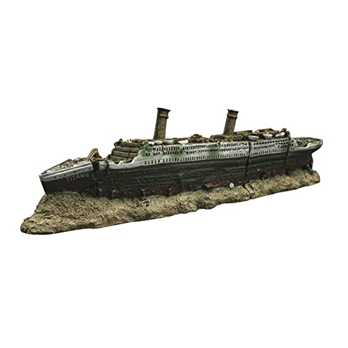 Folpus Aquarium Aquarium Harz Titanic Ornament Landschaftsbau Dekorationen 38x6x9cm von Folpus