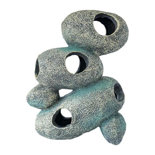 Folpus Aquarium Hideaway Rock Aquarium Dekoration Simulation Rasse Ruhe Unterschlupf Haus Höhle für Home Tabletop Aquarium Dekoration, 5 in 1 von Folpus