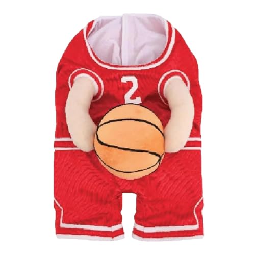 Folpus Basketballspieler-Kostüm für Hunde, Haustierkostüm, Hundekleidung, Verkleidung für Haustier, Geschenk, Festival, Bühnenauftritt, Party, Urlaub, Rot, M von Folpus