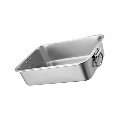 Folpus Katzenklo Edelstahl Katzentoilette Groß, Oben offen, ohne Deckel, Katzentoiletten aus Metall, Niemals Gerüche, Katzentoilette für Kätzchen Kaninchen kleine Haustiere, 40×35×15 cm mit Griff von Folpus