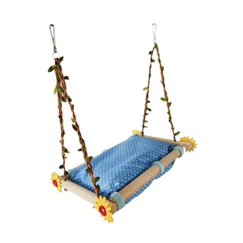 Folpus Hängematte für Vögel und Papageien, Sitzstange, Papageienständer, Plattform aus Holz zum Aufhängen, Vogelbett, Vogelstangen, Käfigspielzeug für, Blau von Folpus