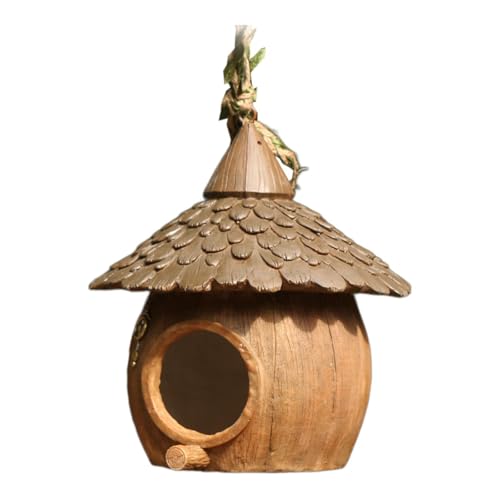 Folpus Hängendes Vogelhaus, Vogelschutz, vielseitige Geschenke, dekoratives Vogelnesthaus, Vogelzuchtbox für Terrasse, Finken, Garten im Freien, Kokosnussform von Folpus