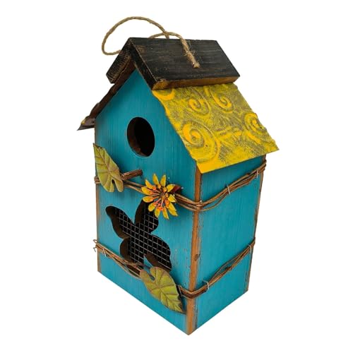 Folpus Hängendes Vogelhaus, dekoratives Vogelhaus für den Außenbereich, Gartendekoration, Vogelhütte für Bäume, Hinterhof, Garten, Geschenk für, BLAU von Folpus