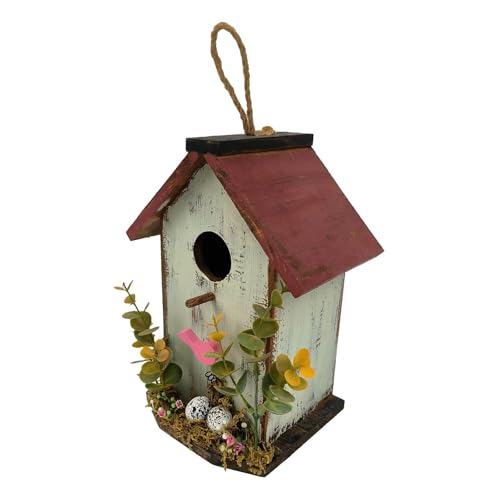 Folpus Hängendes Vogelhaus, dekoratives Vogelhaus für den Außenbereich, Gartendekoration, Vogelhütte für Bäume, Hinterhof, Garten, Geschenk für, hellgrün von Folpus