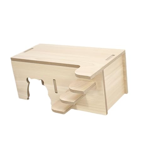 Folpus Hamster Holzhaus Kleintiere Haustiere Haus Plattform Käfig Dekor Versteck Kammer Hamster Versteck für Ratten Zwerghamster Mäuse, 28cmx15cmx11cm von Folpus