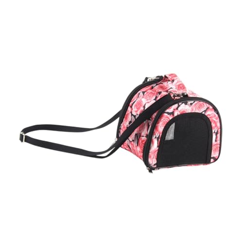 Folpus Hamster -Träger -Tasche Reisetasche tragbarer Kleiner Haustaschen Beutel Außenbeutel für Hamster Kaninchen Zuckergleiter, Pinke Blume von Folpus