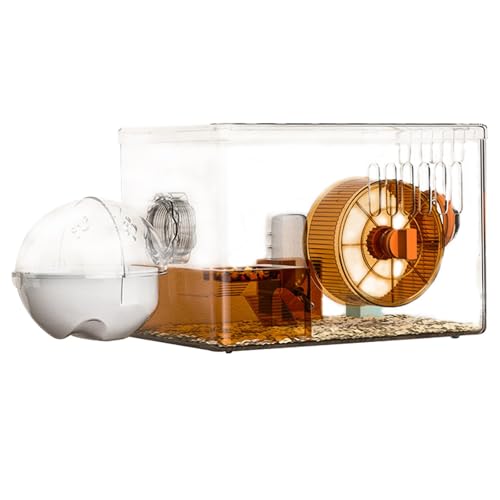 Folpus Hamsterkäfig, Hamster-Lebensraum, transparent, Übungs- und Spielhaus, Kleintierkäfig für Rennmäuse, Mäuse, Ratten, Haustierbedarf, Orange von Folpus