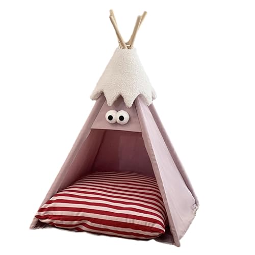 Folpus Haustier Tipi Katzenzelt mit Kissen, weich waschbar Universal Tipi Bett Haustierzeltbett für Kitty Kitten Bunny Puppy Kleintier, Rosa von Folpus