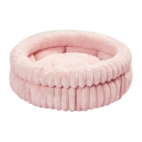 Folpus Haustierbett, Haustier-Schlafmatte, weiches Schlummerbett, für den Innenbereich, Haustier-Katzennest, Hundekissenbett für Kätzchen, Zwergspitz, Hund, Pink L von Folpus