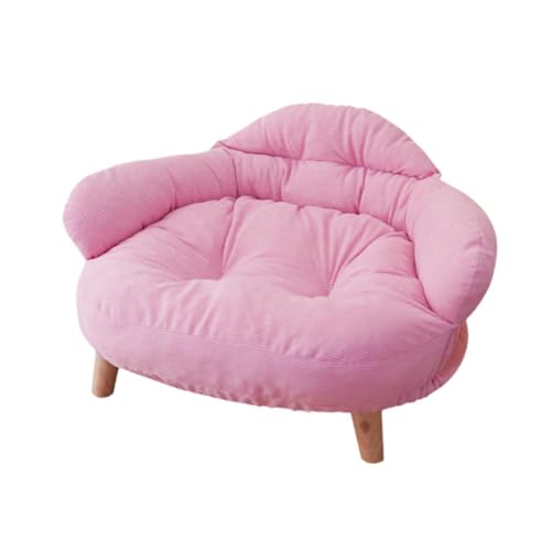 Folpus Haustiersofa mit Holzbeinen Haustiercouch Atmungsaktive Haustiermöbel Haustier-Liegestuhl Haustier-Schlafbett für Kätzchen Indoor-Katzen Welpen, XL von Folpus