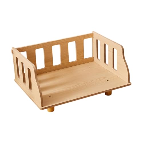 Folpus Hölzerne Katze Schlaf Bett Katze Schlaf Lebensraum Boden stehend Welpe Tierbett Holz erhöhtes Katzenbett für Welpen Katzen, 51x36x22cm von Folpus