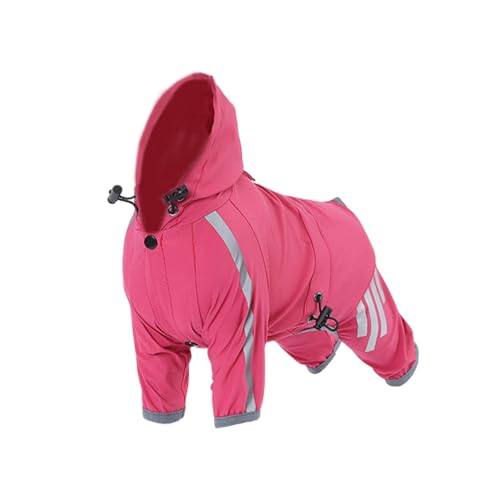 Folpus Hunde-Regenmantel mit Hut, Regenjacke mit Reflektorstreifen, leicht, wasserdichte Regenkleidung für Haustiere für Reisen und Ausgehen, XL von Folpus