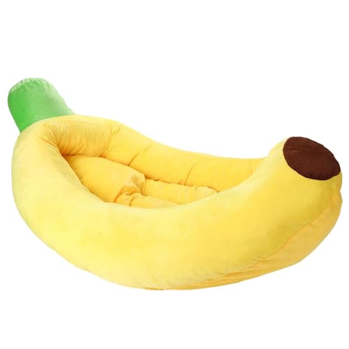 Folpus Hundenestbett, Haustierbett, Bananenform, waschbar, weich, bequem, abnehmbares Welpenkissen, Bett, Haustierbett für Kätzchen und Welpen, L von Folpus