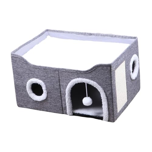 Folpus Kätzchen Wohnung Kitty Cave Decor Faltbare Vielseitig Geräumige Katze Bett Katze Eigentumswohnungen für Kätzchen Multi Kleine Haustier Tiere Kitty, Grau von Folpus