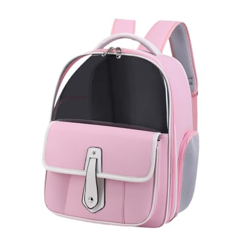 Folpus Katzen-Rucksack, Reisetasche aus PU- für Katzen und kleine Hunde, großer Platz, transparentes Fenster, Tragetasche für Camping, ROSA von Folpus